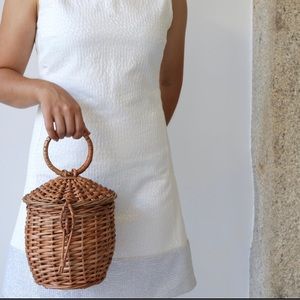Parisian style wicker woven basket bag Jeanne birkin